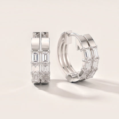 Stella Emerald Diamond Huggie Hoop Earrings in Silver [studio-metal-20261024]