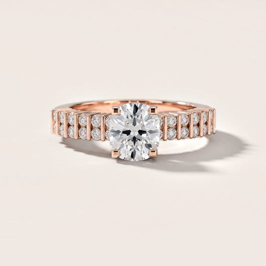Honor Sidestone Cushion Diamond Engagement Ring in Rose Gold [studio-metal-20261024]
