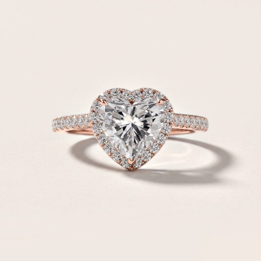 Willa Halo Micropavé Heart Diamond Engagement Ring in Rose Gold [studio-metal-20261024]