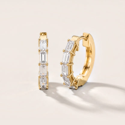 Deco Orbit Emerald Diamond Hoop Earrings in Yellow Gold [studio-metal-20261024]