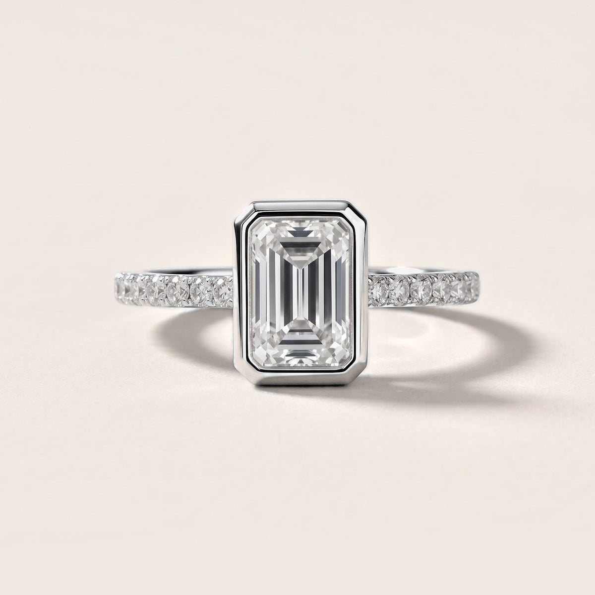 Cora Bezel Pavé Emerald Diamond Engagement Ring in White Gold [studio-metal-20261024]