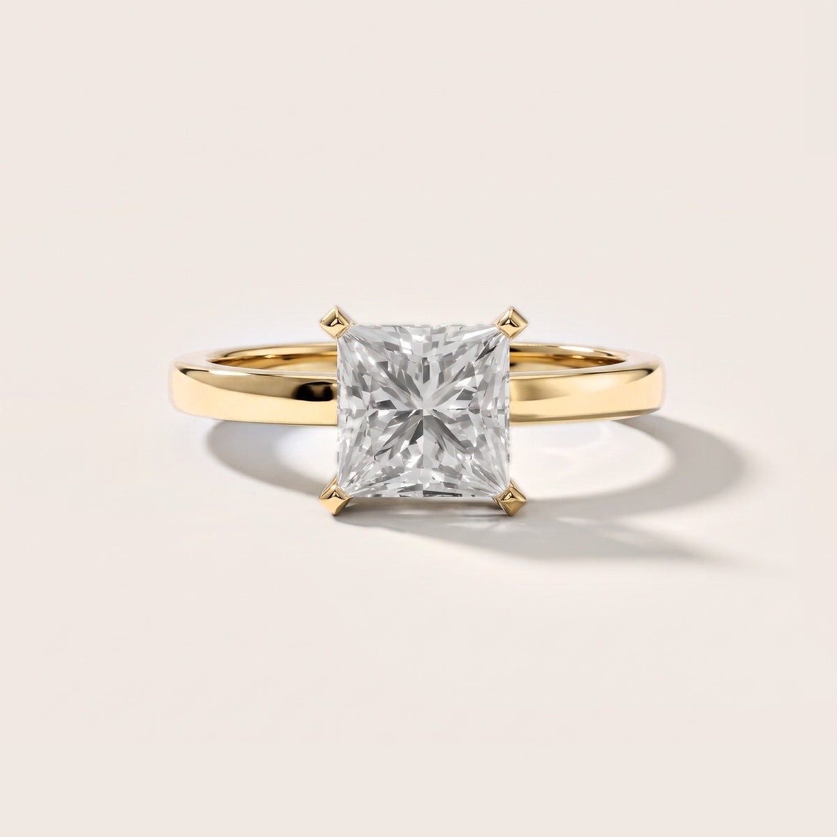 Liana Solitaire Claw Prong Princess Diamond Engagement Ring in Yellow Gold [studio-metal-20261024]