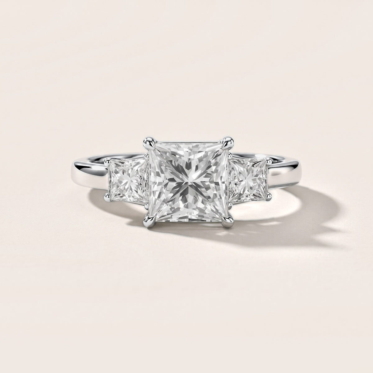 Aria Three-Stone Basket Princess Diamond Engagement Ring in White Gold [studio-metal-20261024]