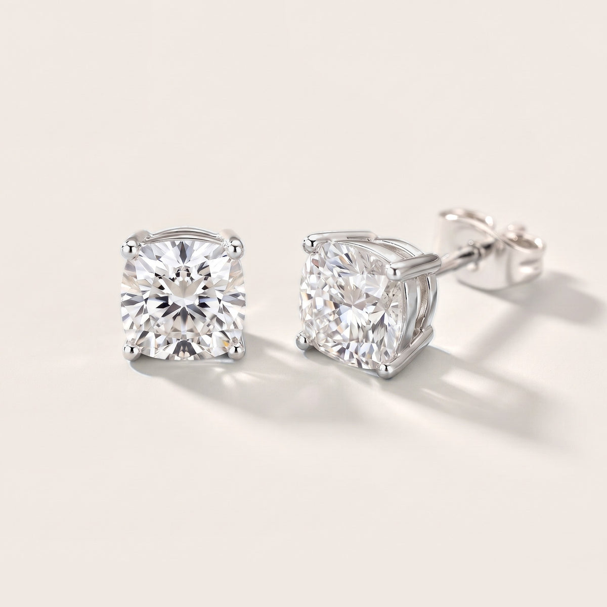 Juno Four-Prong Cushion Diamond Earrings in Platinum [studio-metal-20261024]
