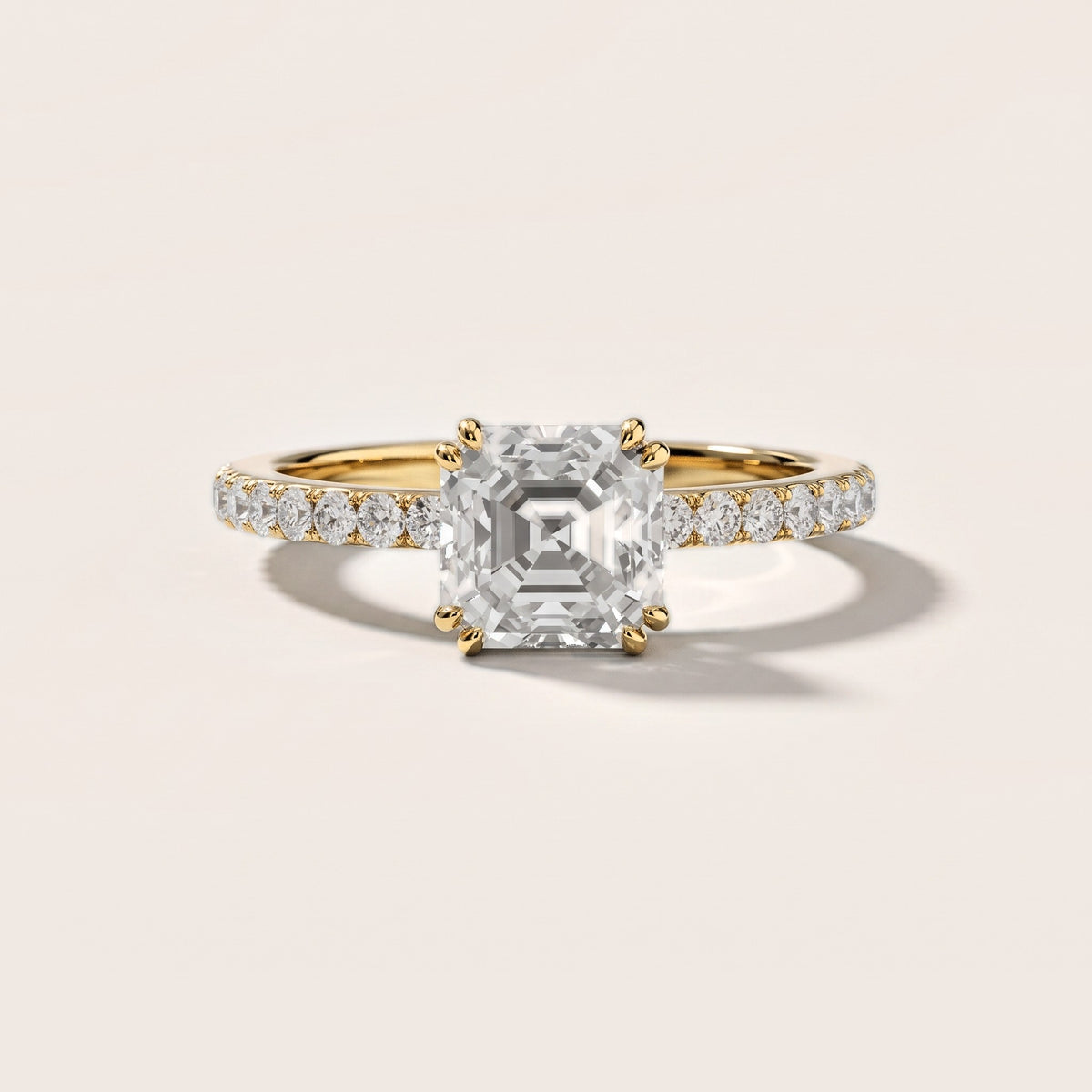 Luna Solitaire Pavé Asscher Diamond Engagement Ring in Yellow Gold [studio-metal-20261024]