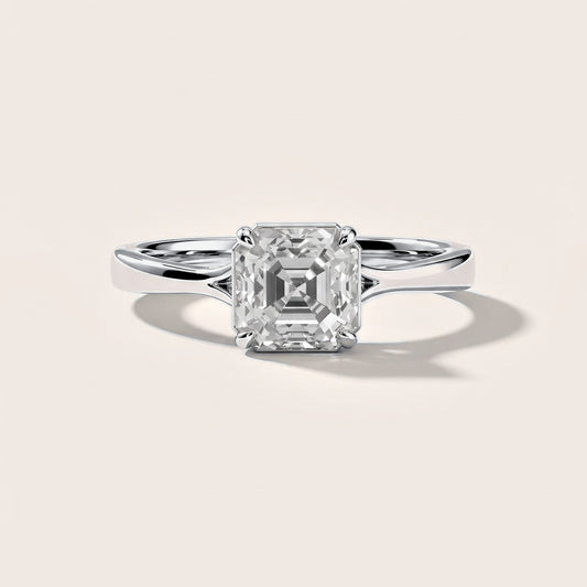 Evangeline Trellis Solitaire Asscher Diamond Engagement Ring in White Gold [studio-metal-20261024]
