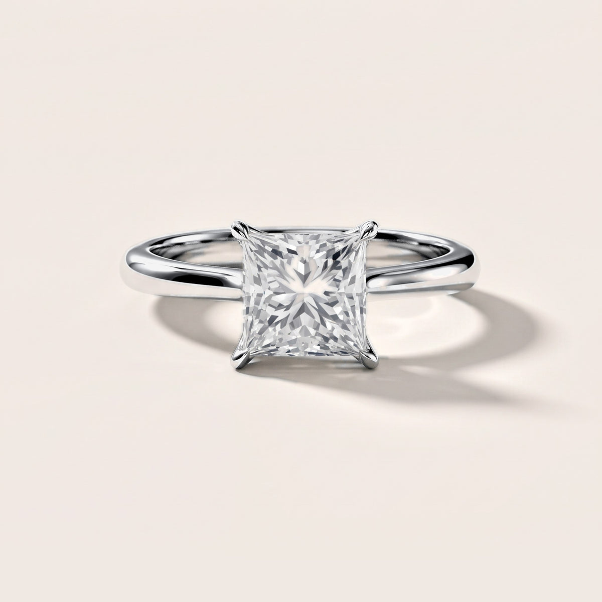 Evie Solitaire Six-Prong Princess Diamond Engagement Ring in White Gold [studio-metal-20261024]