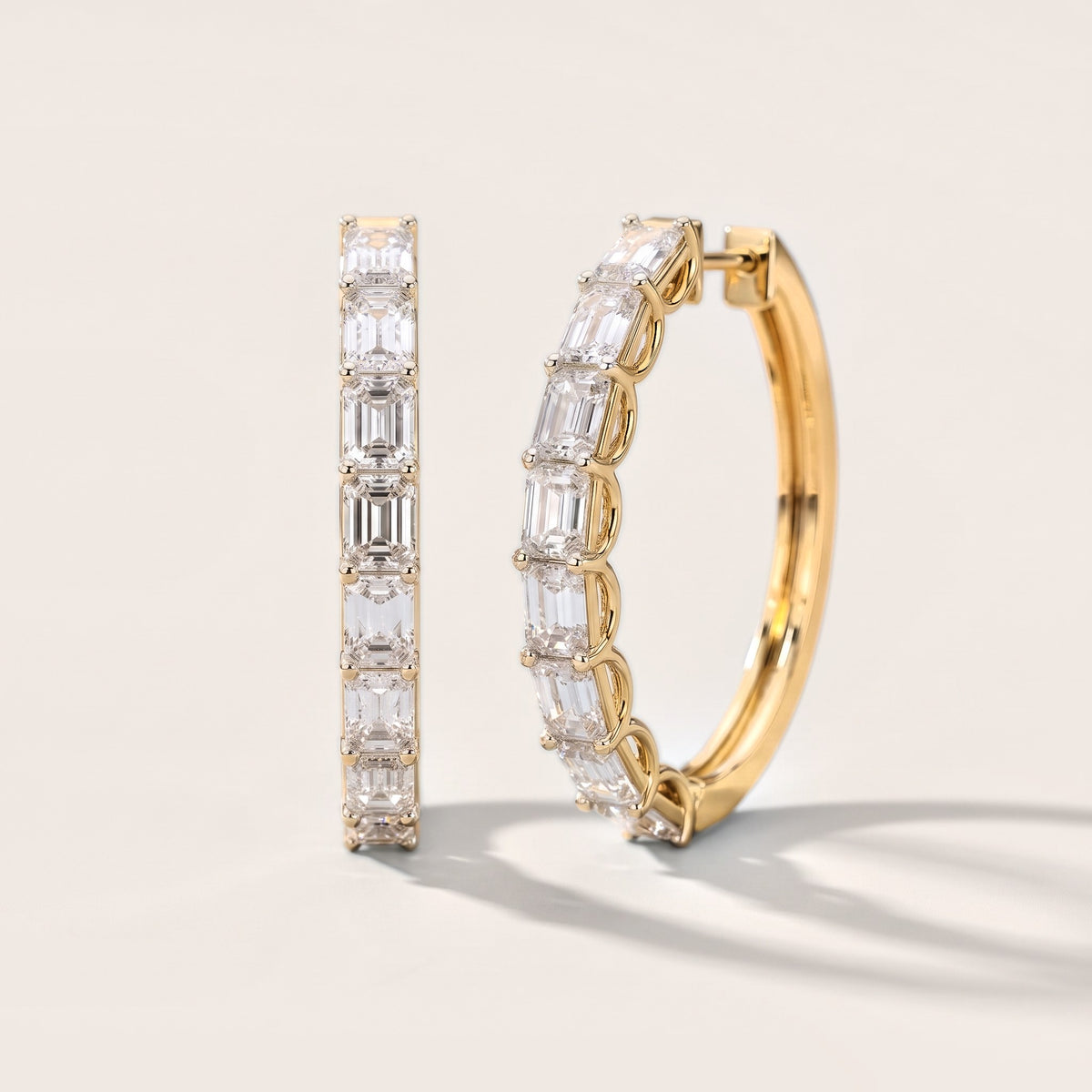 Emerald Diamond Hoop Earrings in Yellow Gold [studio-metal-20261024]