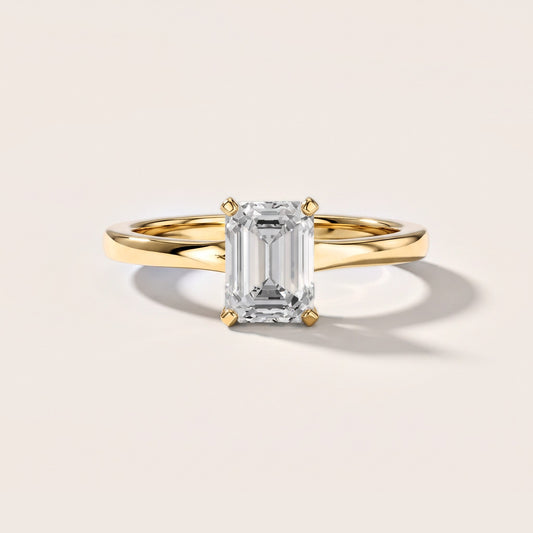Matilda Cathedral Solitaire Emerald Diamond Engagement Ring in Yellow Gold [studio-metal-20261024]