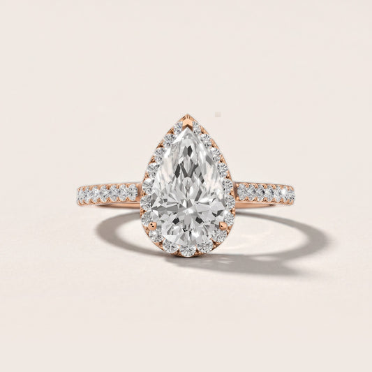 Willa Halo Micropavé Pear Diamond Engagement Ring in Rose Gold [studio-metal-20261024]