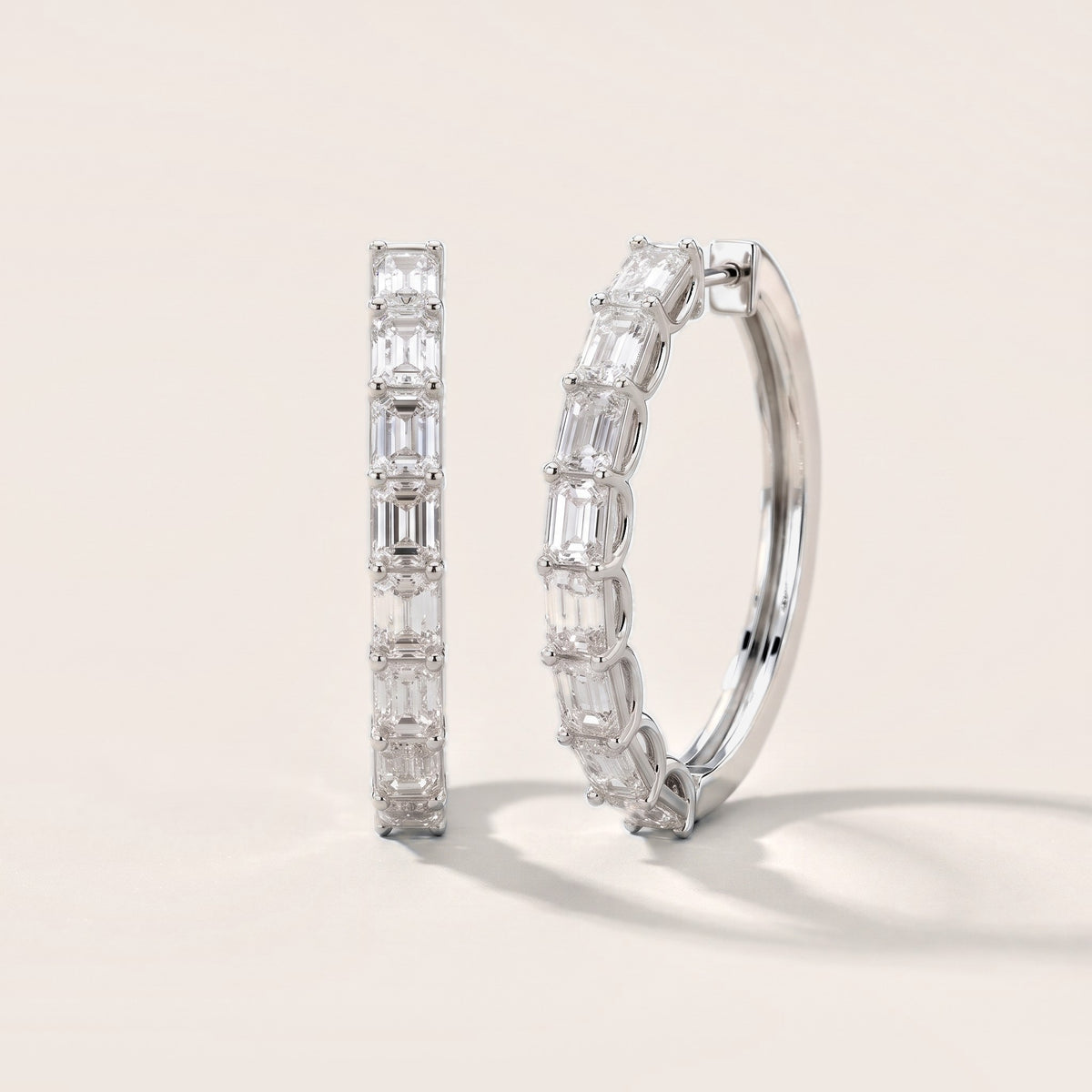 Emerald Diamond Hoop Earrings in Platinum [studio-metal-20261024]