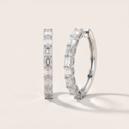 Emerald Diamond Hoop Earrings in Platinum [studio-metal-20261024]