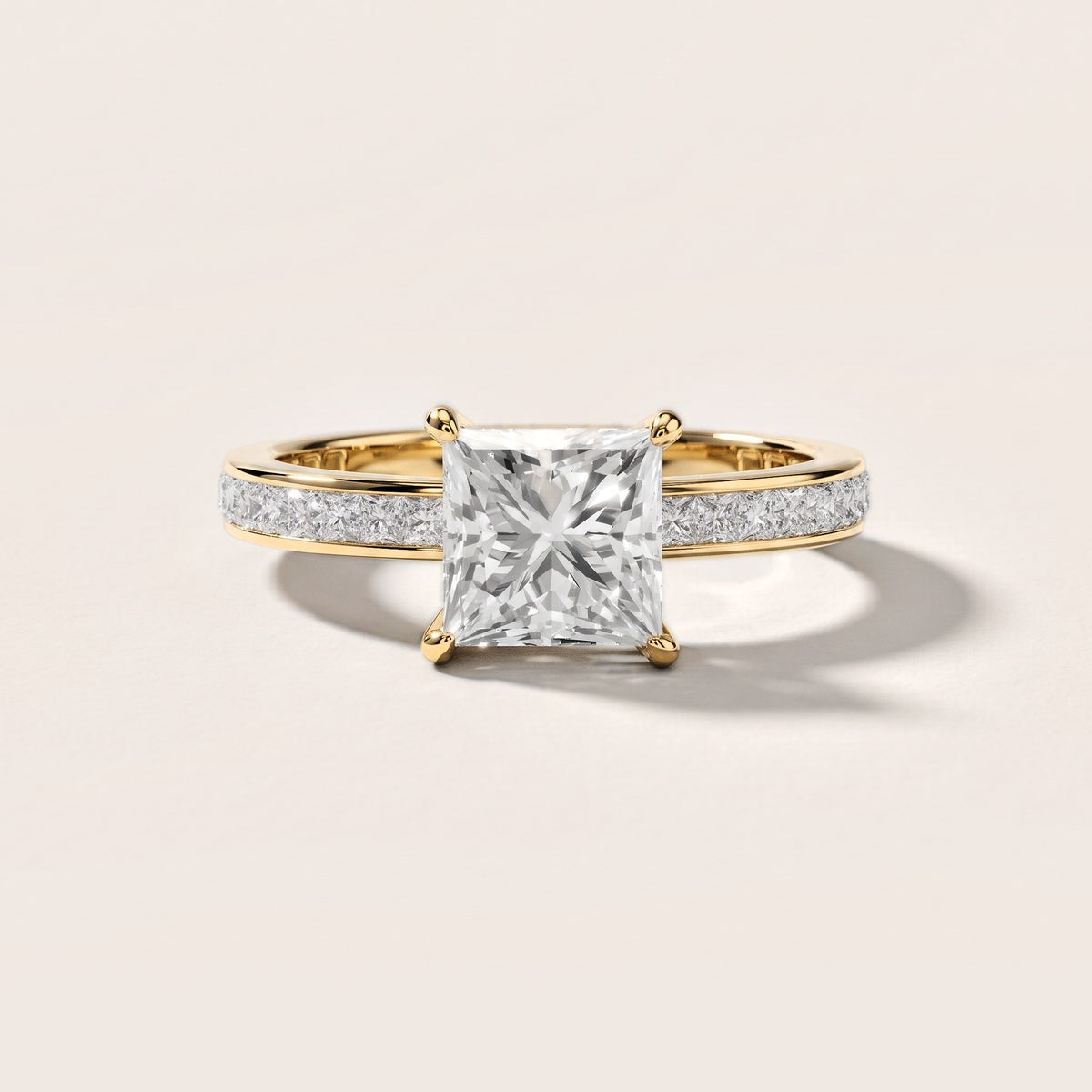 Brielle Channel Set Solitaire Princess Diamond Engagement Ring in Yellow Gold [studio-metal-20261024]