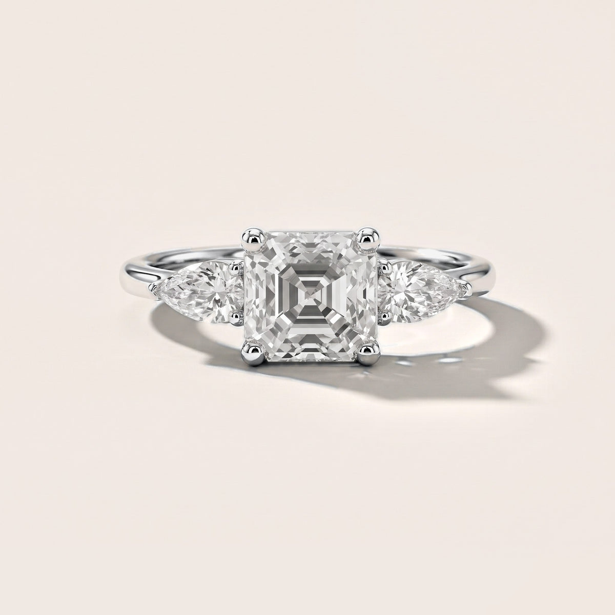 Faye Three-Stone Trellis Asscher Diamond Engagement Ring in Silver [studio-metal-20261024]