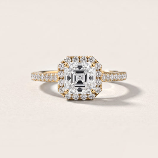 Willa Halo Micropavé Asscher Diamond Engagement Ring in Yellow Gold [studio-metal-20261024]