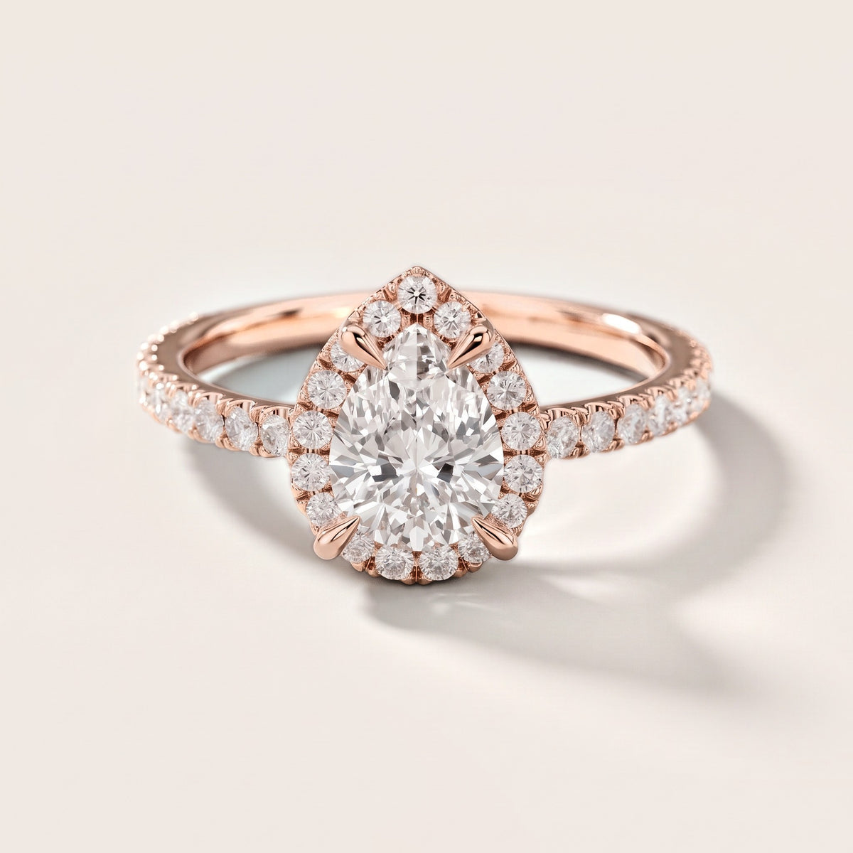 Aurora Halo Pear Diamond Engagement Ring in Rose Gold [studio-metal-20261024]