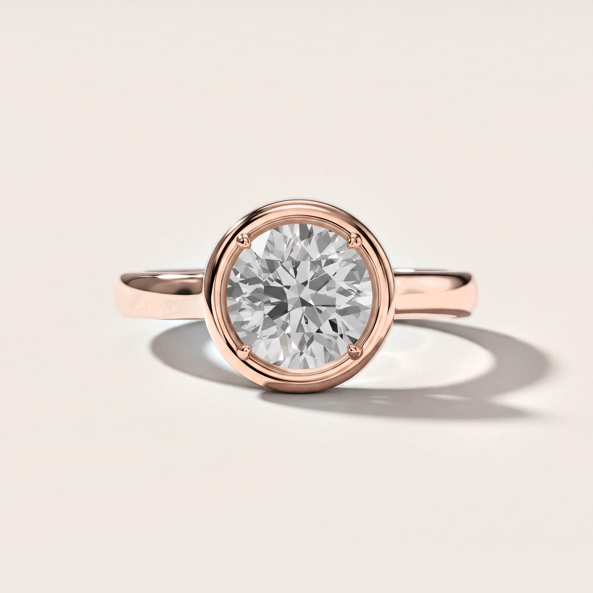 Alina Bezel Solitaire Round Diamond Engagement Ring in Rose Gold [studio-metal-20261024]
