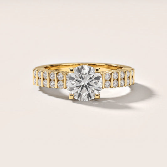 Honor Sidestone Round Diamond Engagement Ring in Yellow Gold [studio-metal-20261024]