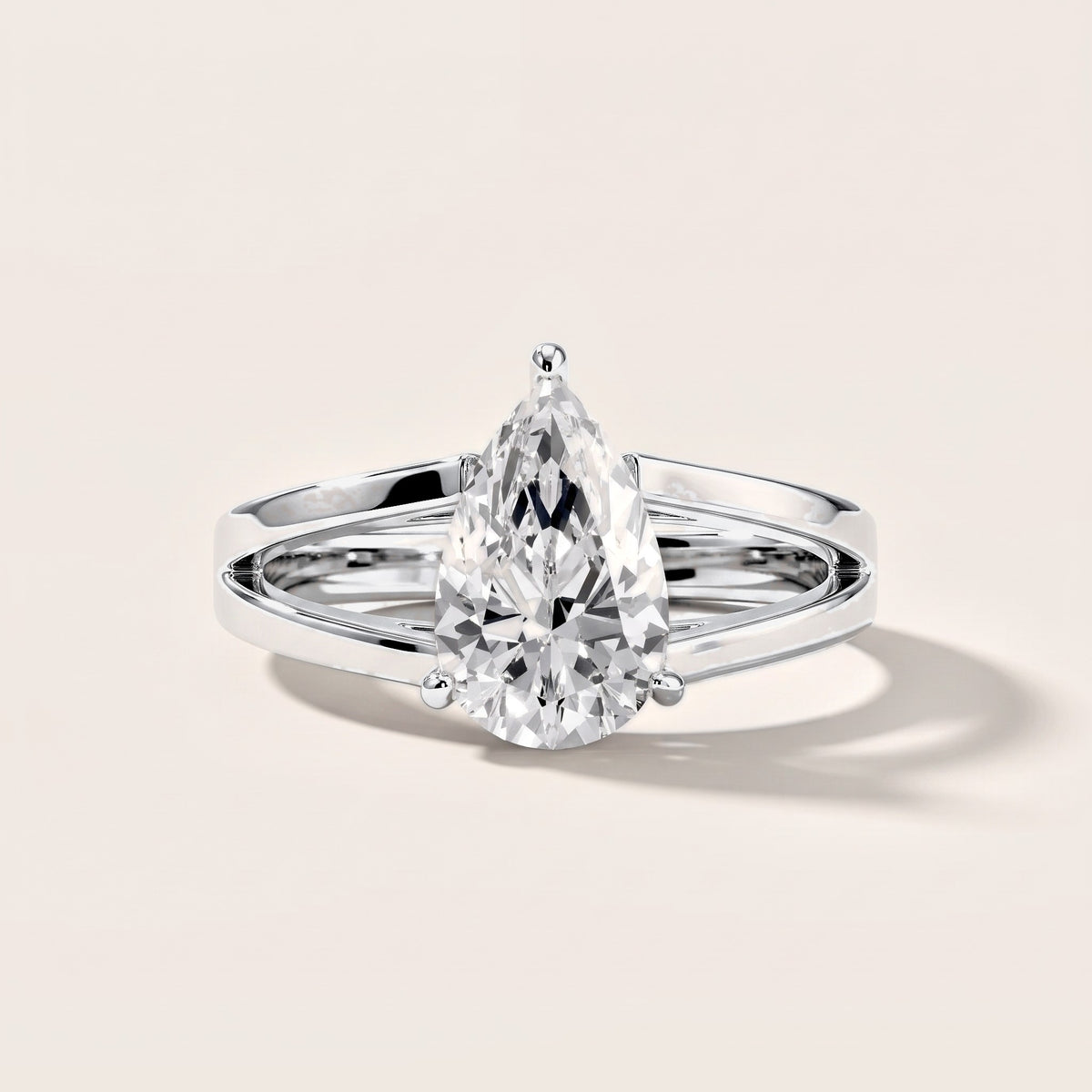Giselle Solitaire Split Shank Pear Diamond Engagement Ring in Silver [studio-metal-20261024]