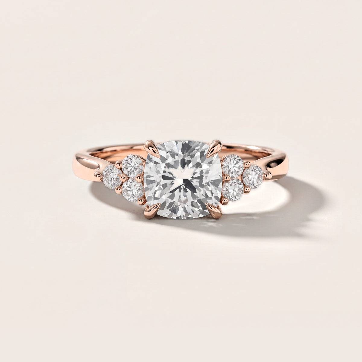 Anya Sidestone Cluster Cushion Diamond Engagement Ring in Rose Gold [studio-metal-20261024]