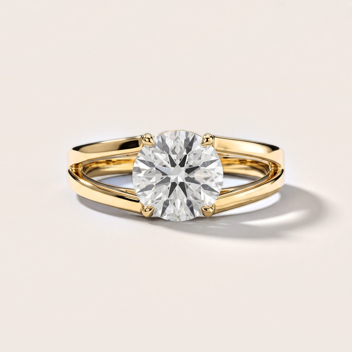 Giselle Solitaire Split Shank Round Diamond Engagement Ring in Yellow Gold [studio-metal-20261024]