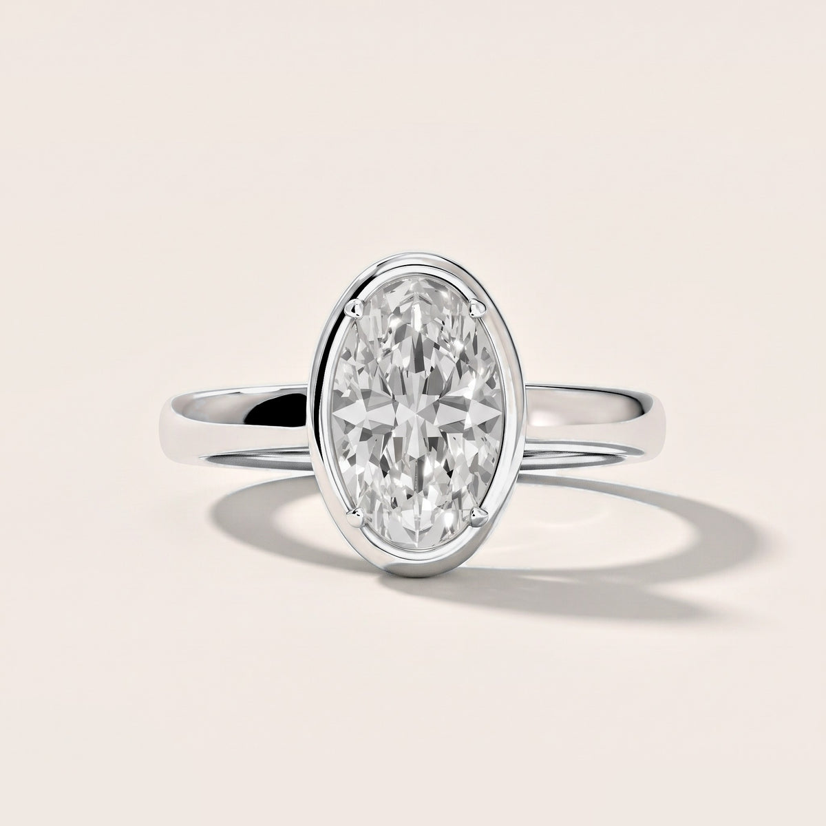 Alina Bezel Solitaire Oval Diamond Engagement Ring in Silver [studio-metal-20261024]