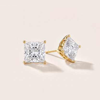 Classic Four-Prong Princess Diamond Earrings in Yellow Gold [studio-metal-20261024]