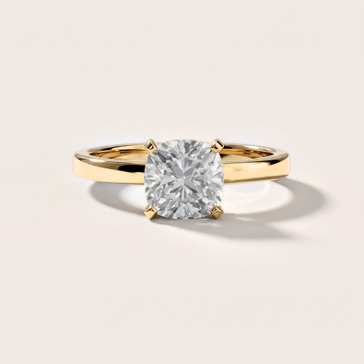 Liana Solitaire Claw Prong Cushion Diamond Engagement Ring in Yellow Gold [studio-metal-20261024]