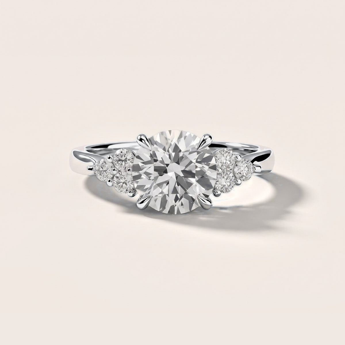 Anya Sidestone Cluster Round Diamond Engagement Ring in White Gold [studio-metal-20261024]