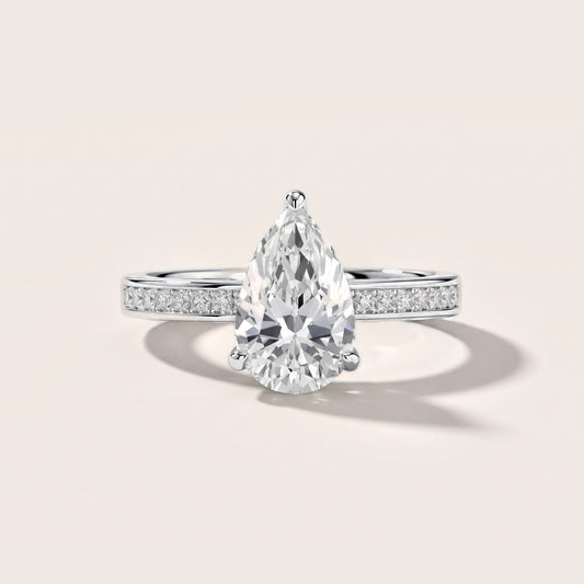 Maren Sidestone Channel Set Pear Diamond Engagement Ring in White Gold [studio-metal-20261024]