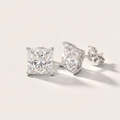 Classic Four-Prong Princess Diamond Earrings in Silver [studio-metal-20261024]