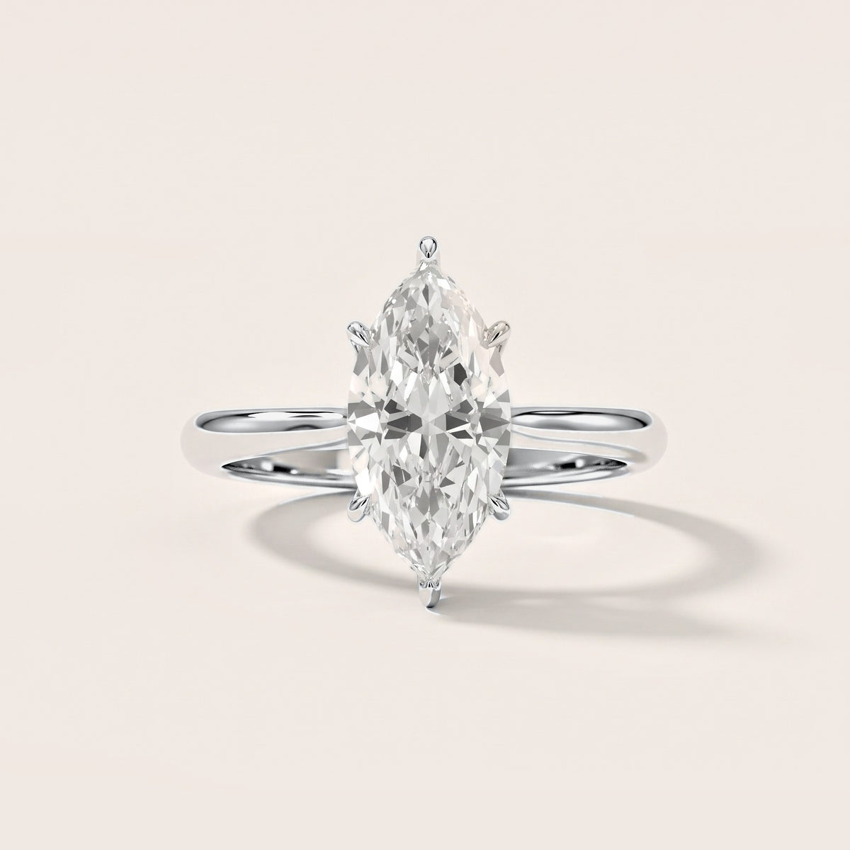 Evie Solitaire Six-Prong Marquise Diamond Engagement Ring in Silver [studio-metal-20261024]