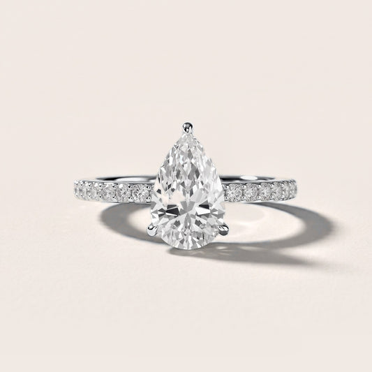 Annabel Pavé Solitaire Pear Diamond Engagement Ring in White Gold [studio-metal-20261024]