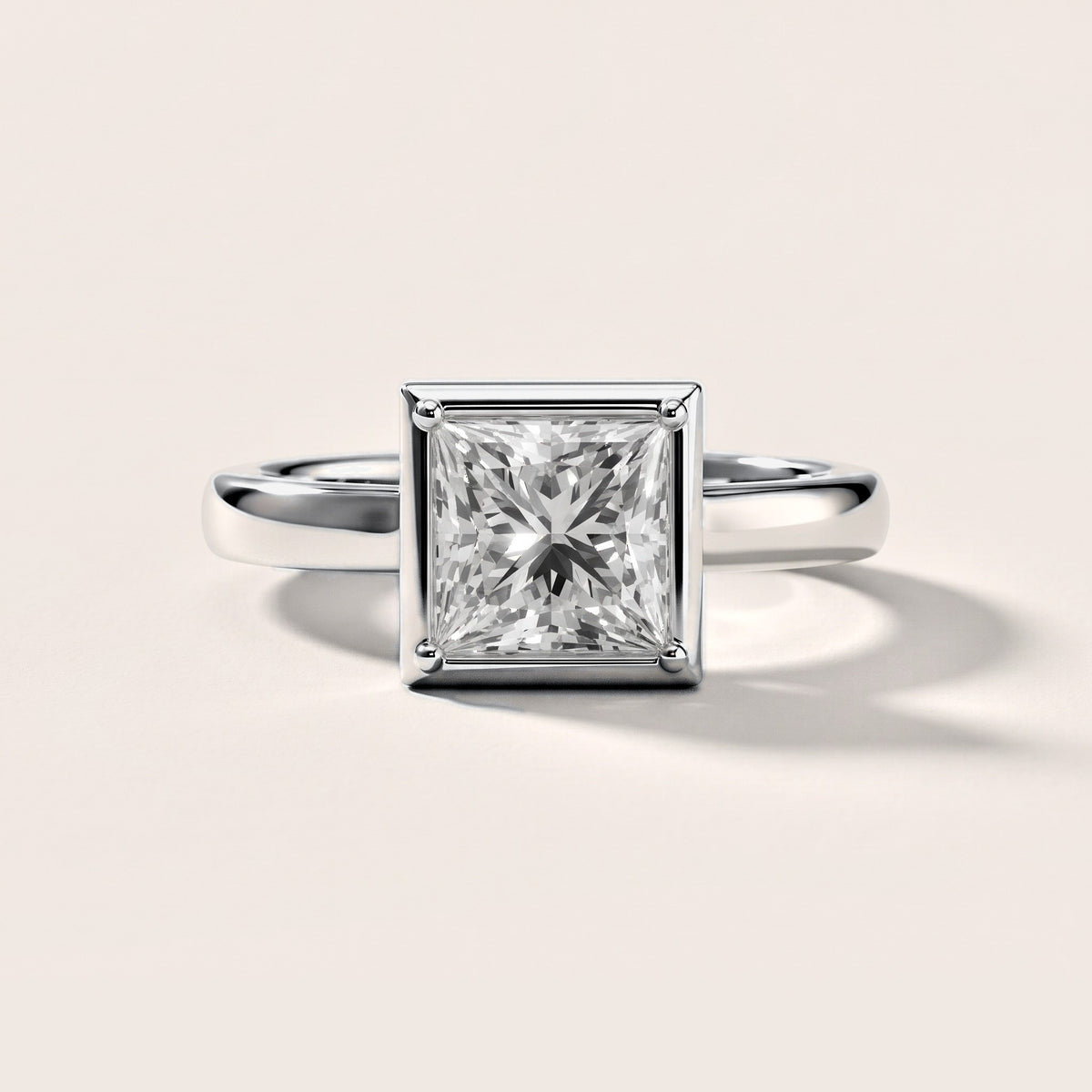 Alina Bezel Solitaire Princess Diamond Engagement Ring in Silver [studio-metal-20261024]