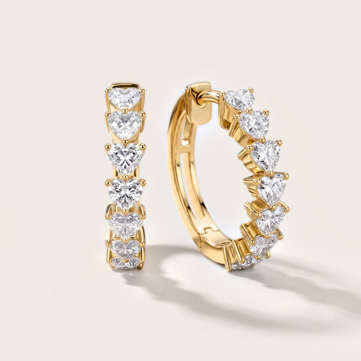Endless Devotion Heart Diamond Huggie Hoop Earrings in Yellow Gold [studio-metal-20261024]