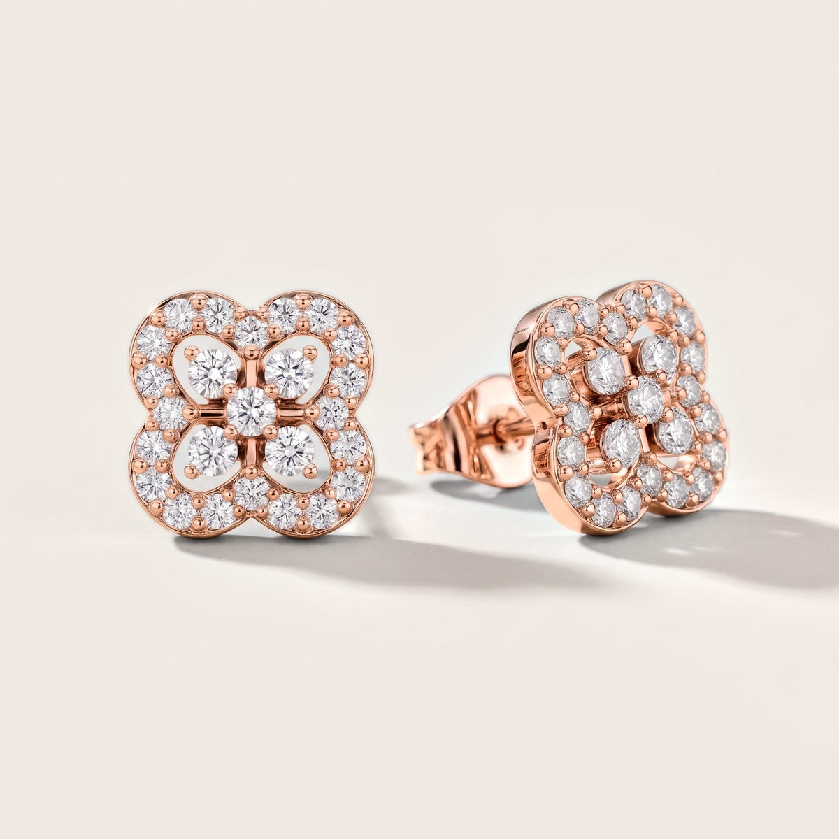 Fleur Tapestry Round Diamond Earrings in Rose Gold [studio-metal-20261024]