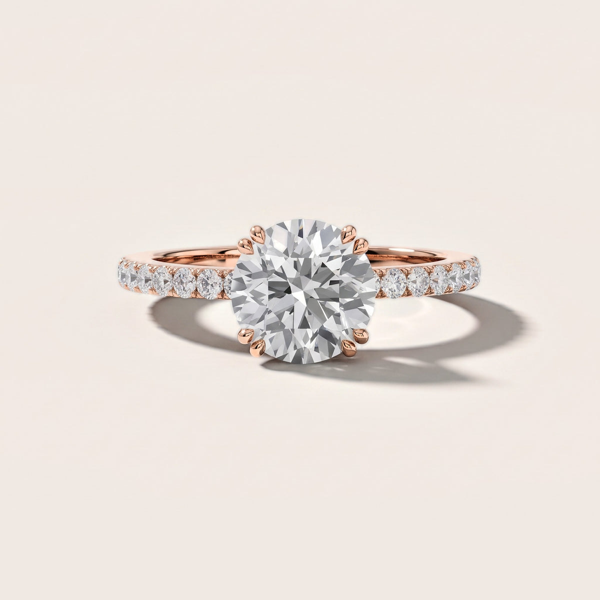 Luna Solitaire Pavé Round Diamond Engagement Ring in Rose Gold [studio-metal-20261024]