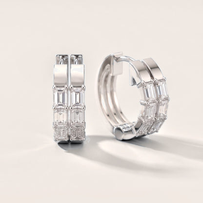 Stella Emerald Diamond Huggie Hoop Earrings in Platinum [studio-metal-20261024]