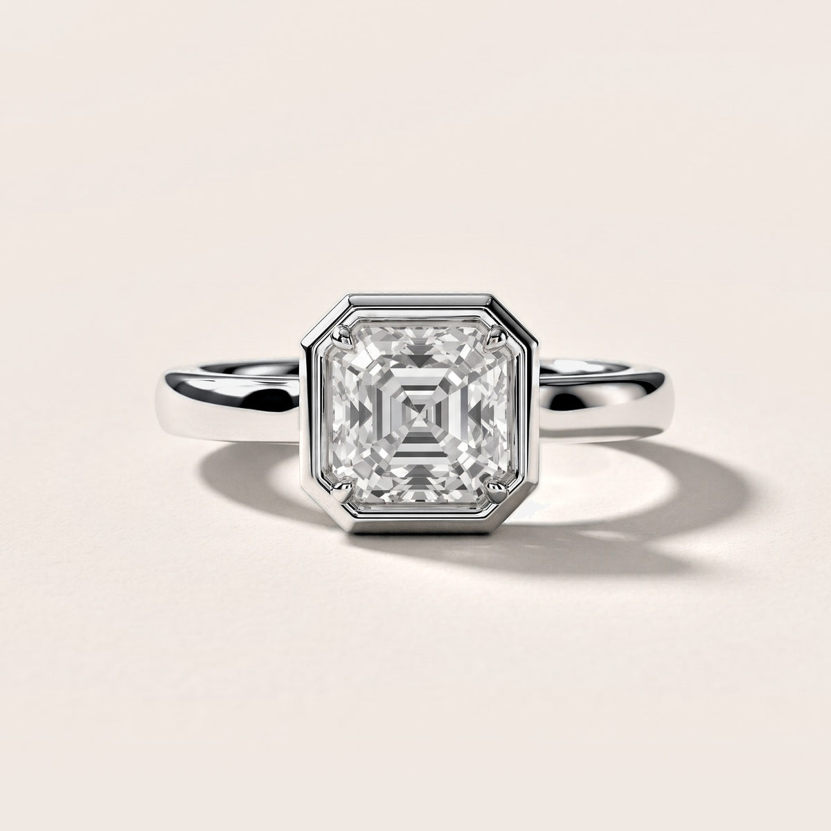 Alina Bezel Solitaire Asscher Diamond Engagement Ring in Silver [studio-metal-20261024]
