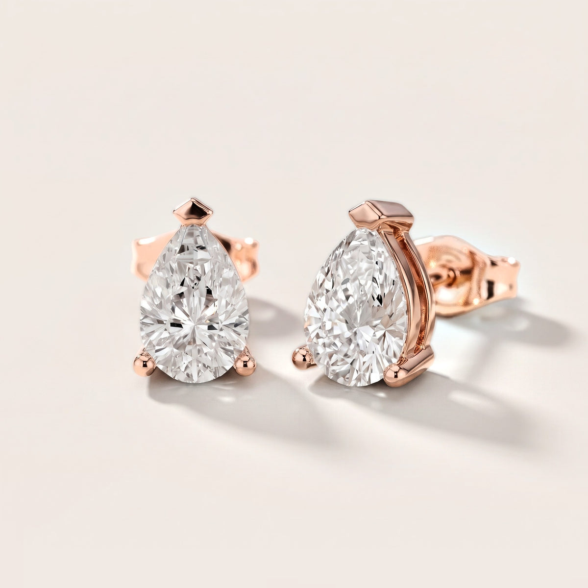Chevron Pear Diamond Earrings in Rose Gold [studio-metal-20261024]