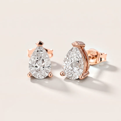 Chevron Pear Diamond Earrings in Rose Gold [studio-metal-20261024]