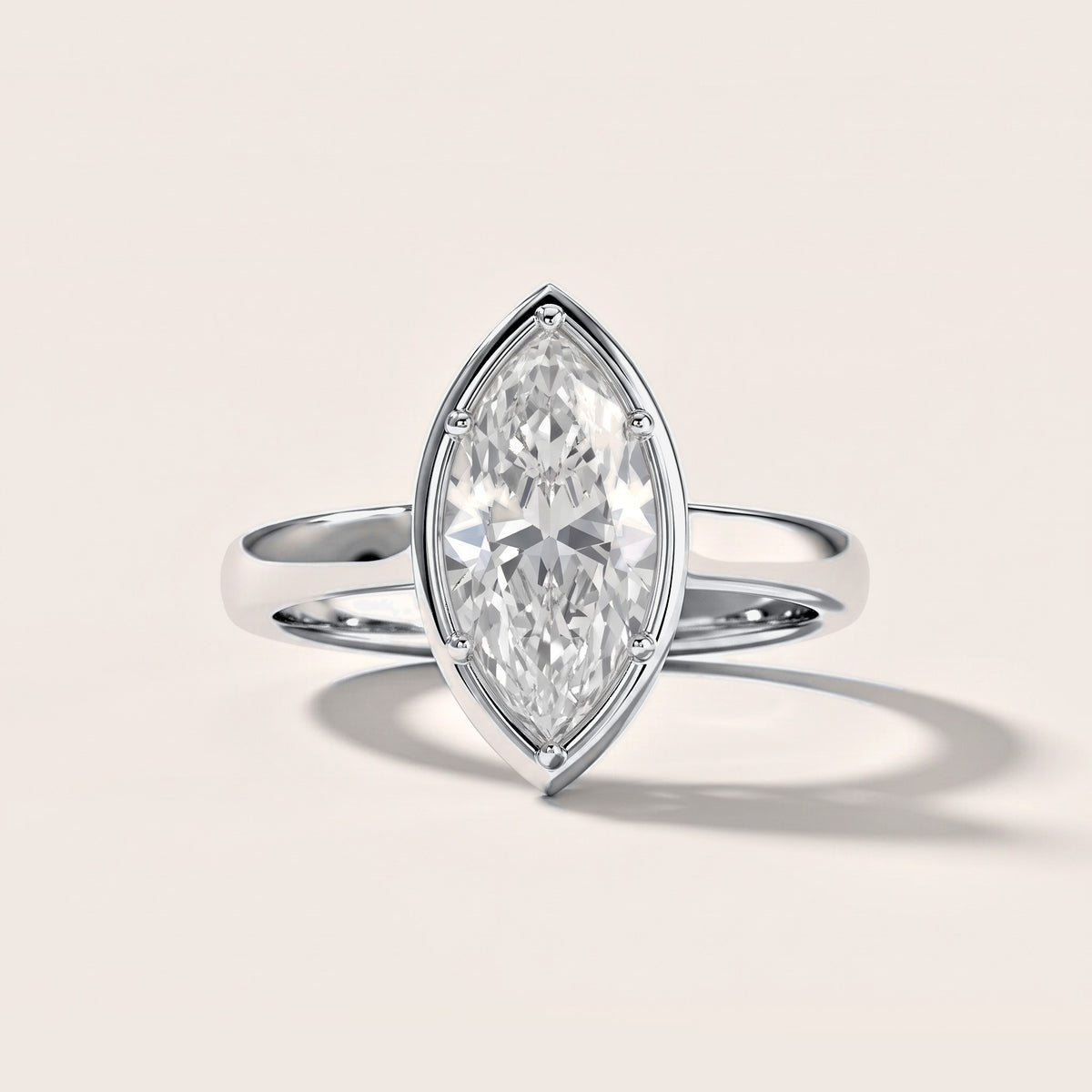 Alina Bezel Solitaire Marquise Diamond Engagement Ring in Silver [studio-metal-20261024]