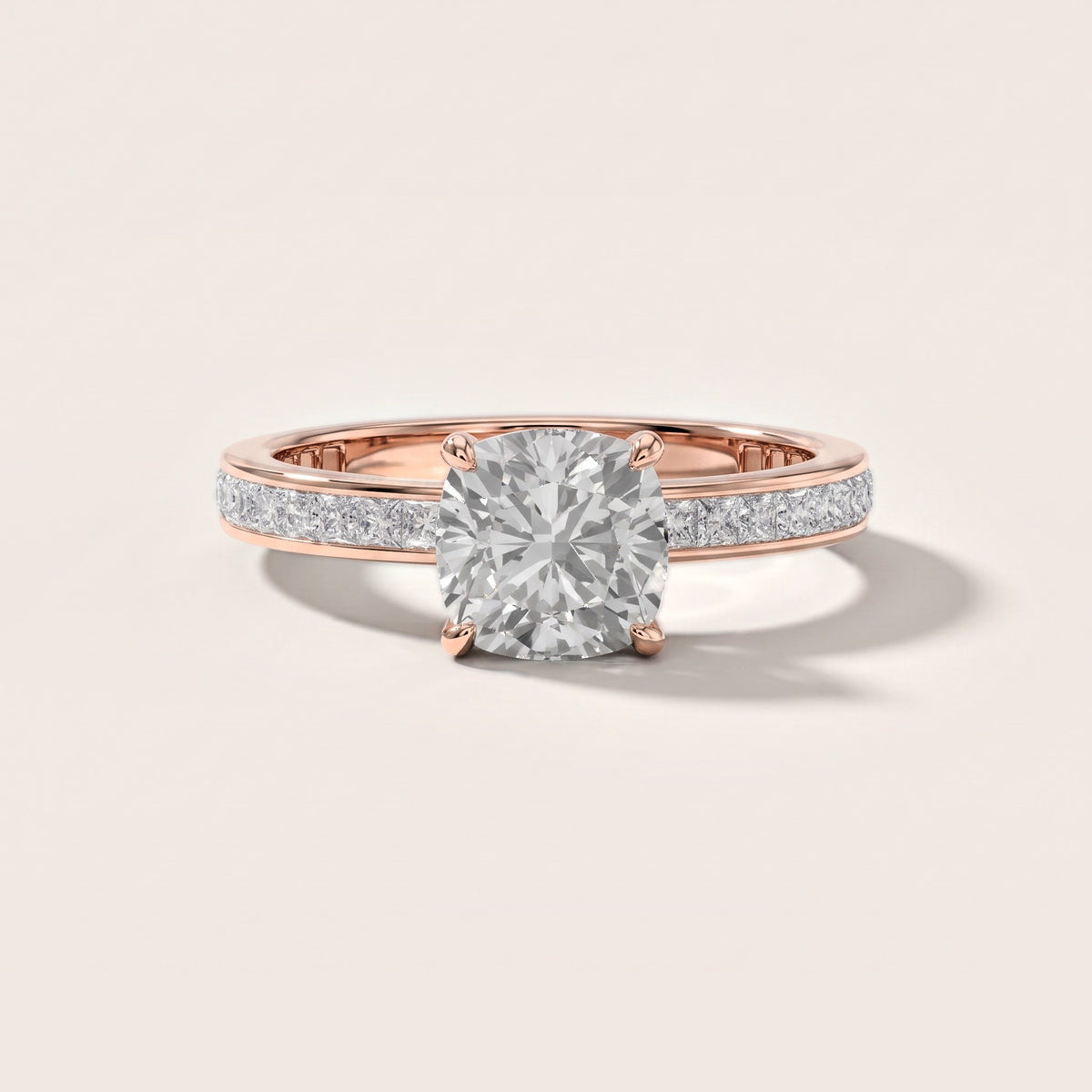 Brielle Channel Set Solitaire Cushion Diamond Engagement Ring in Rose Gold [studio-metal-20261024]