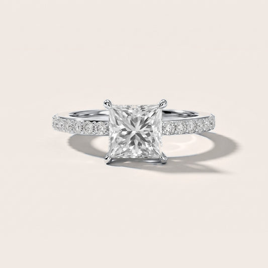 Annabel Pavé Solitaire Princess Diamond Engagement Ring in White Gold [studio-metal-20261024]