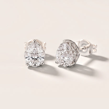 Heirloom Scroll Pear Diamond Earrings in Silver [studio-metal-20261024]