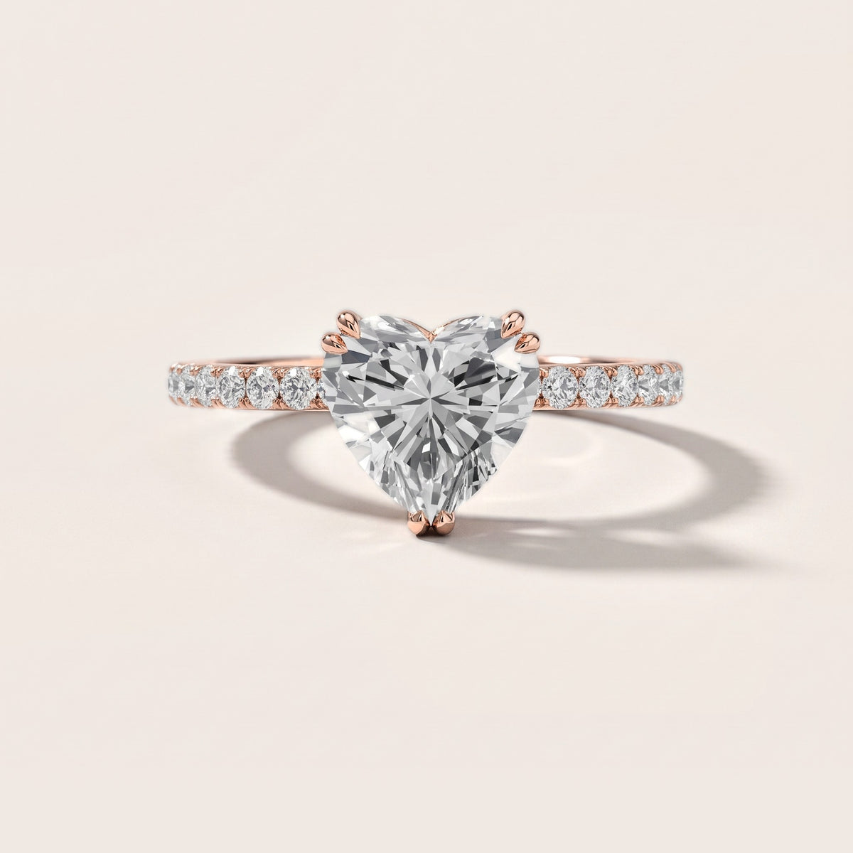 Luna Solitaire Pavé Heart Diamond Engagement Ring in Rose Gold [studio-metal-20261024]