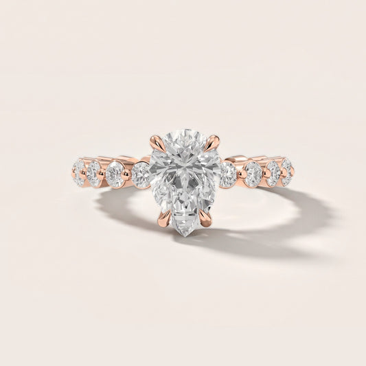 Piper Sidestone Pear Diamond Engagement Ring in Rose Gold [studio-metal-20261024]