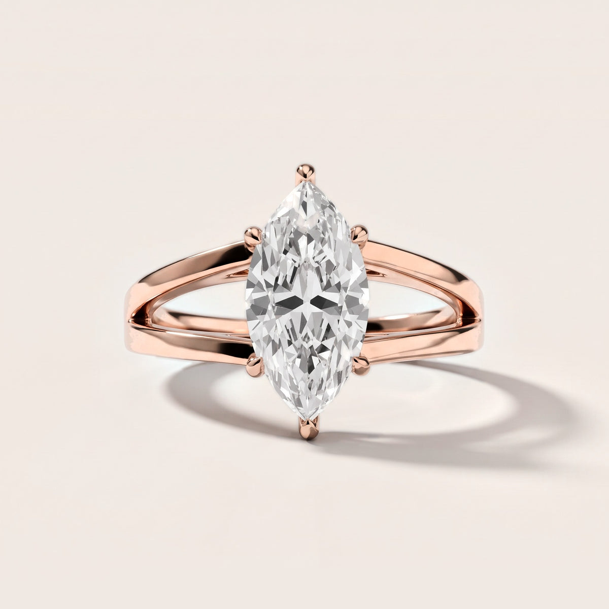 Giselle Solitaire Split Shank Marquise Diamond Engagement Ring in Rose Gold [studio-metal-20261024]