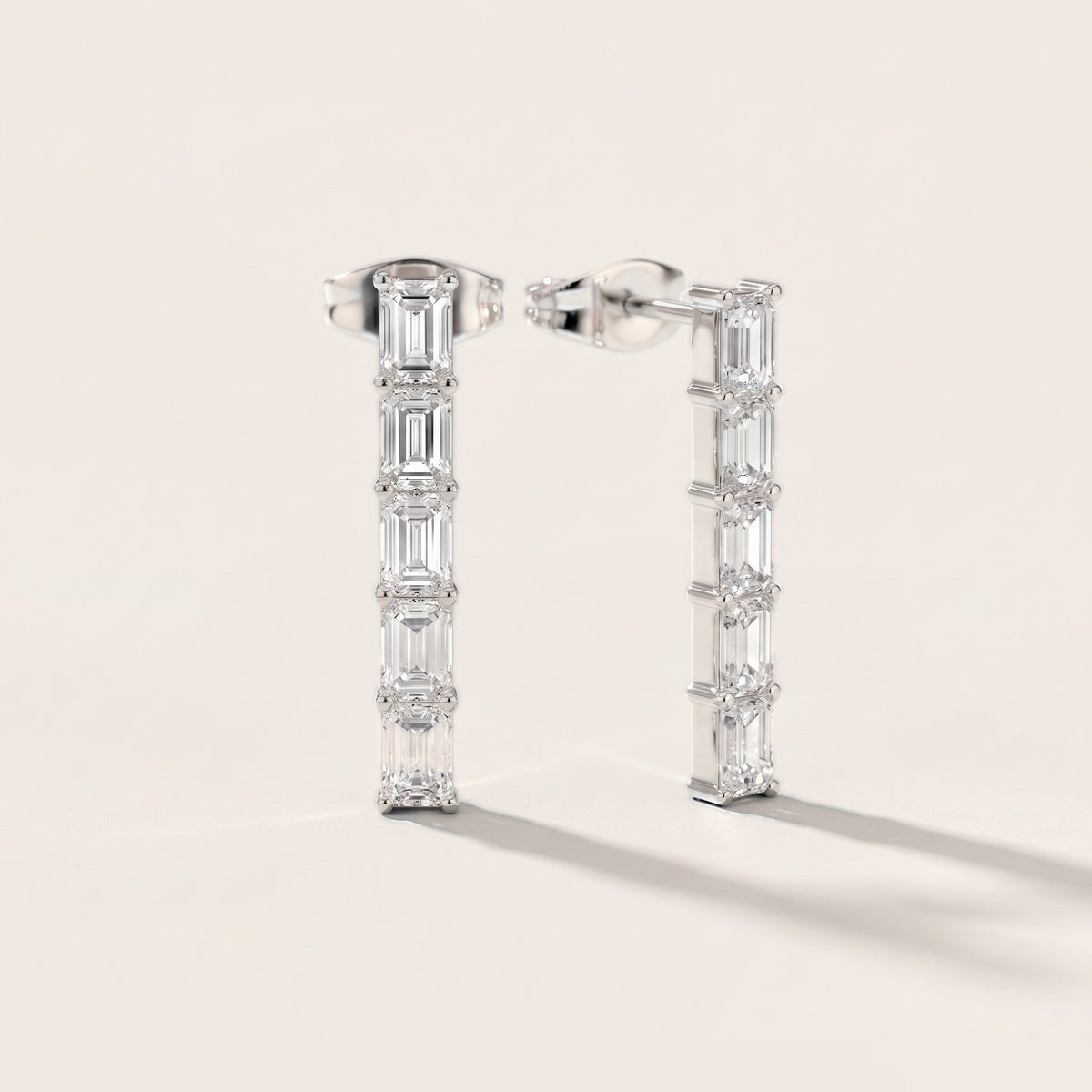 Iris Five-Stone Emerald Diamond Earrings in Silver [studio-metal-20261024]