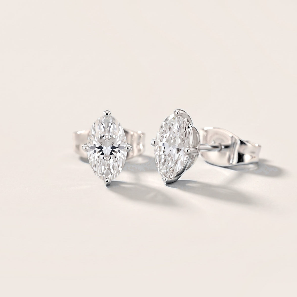 Stella Four-Prong Oval Diamond Earrings in Silver [studio-metal-20261024]